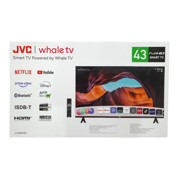 TELEVISOR 43" JVC LT-43N5165U FHD OPT/ DIG/ BLUETOOTH/ 3 HDMI/ 2 USB/ RED/ WHALE BORDE INF