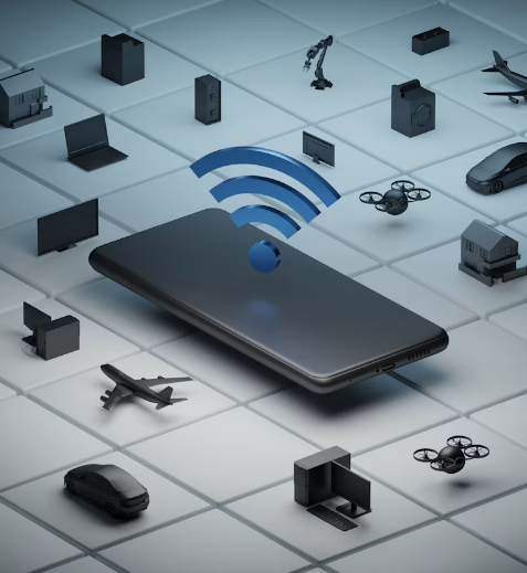 Router WiFi moderno con señal inalámbrica visible