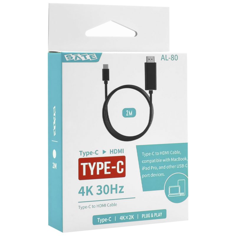 Cable Adaptador Satellite AL-80 USB-C Macho para HDMI Macho 4K / 30Hz - 2M